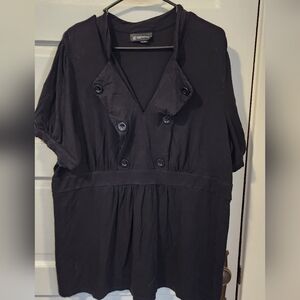 Inc Black Vneck Blouse With Cute Buttons